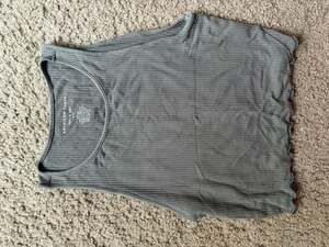 American Eagle Soft & Sexy Ribbed Olive Green Lettuce Hem Tank Top Size S